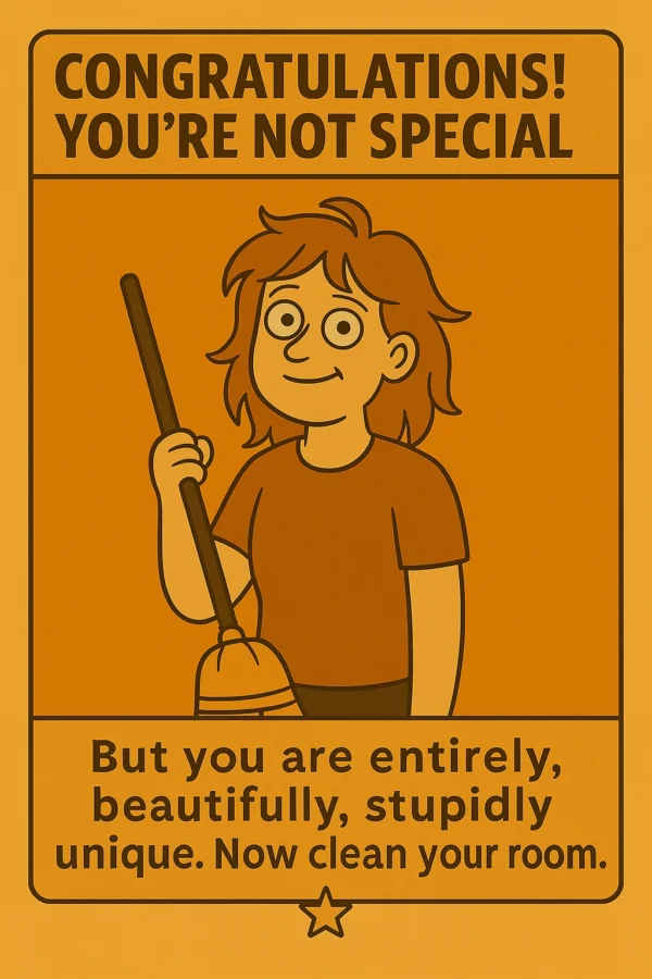 Seriously Enlightened: WTF Edition CONGRATULATIONS! YOU’RE NOT SPECIAL